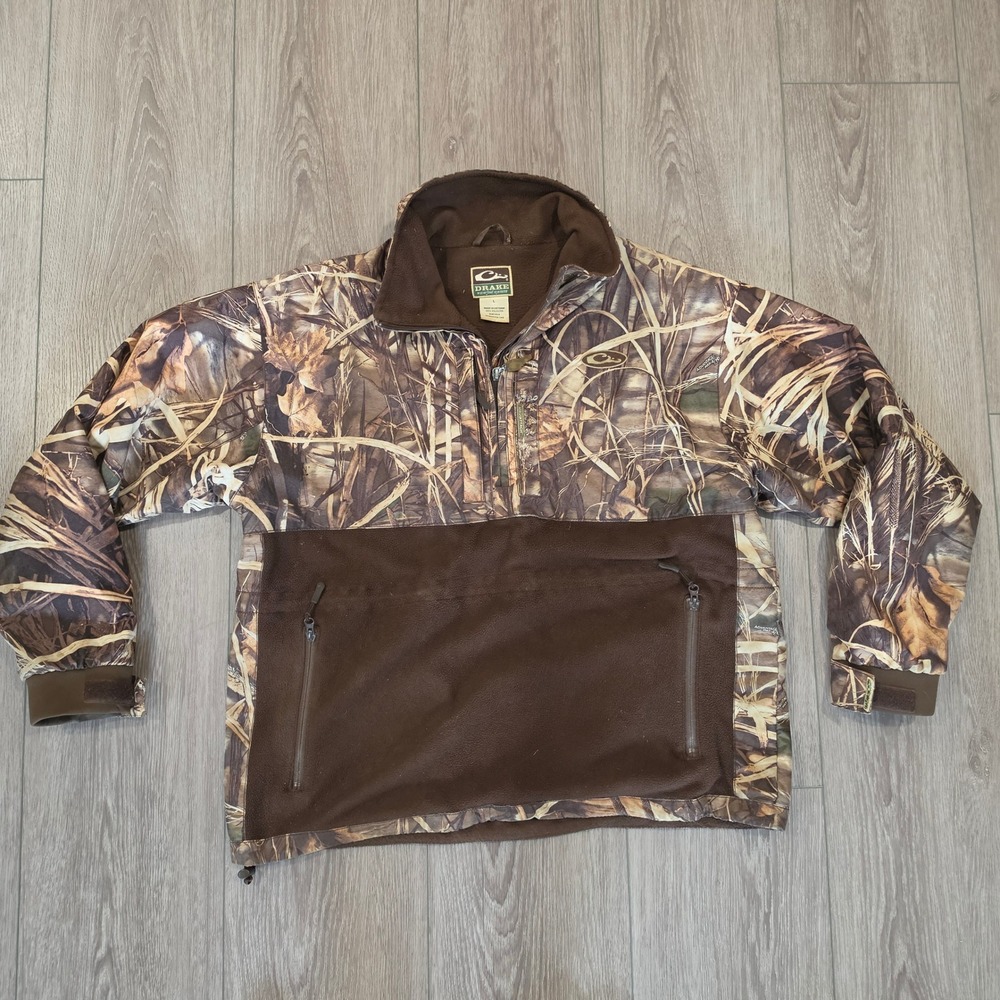 Drake Waterfowl Systems MST Men's Large 1/4-Zip Camo & Fleece Pullover.